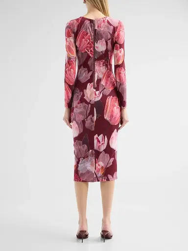 Milly Women's Abbygail Floral Midi Dress - Red Multi | Thumbnail 3