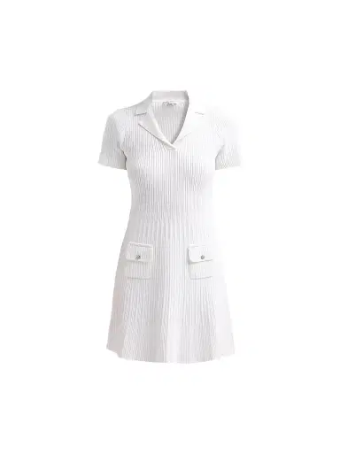 Milly Women's Romy Rib-Knit Polo Mini Dress - Ecru | Thumbnail 1
