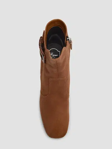 Roger Vivier Women's Tres Vivier Polly 45MM Suede Booties - Cognac Scuro | Thumbnail 4