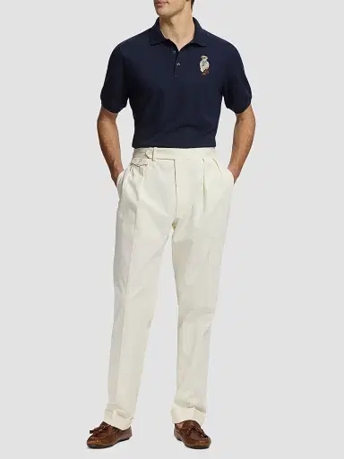 Ralph Lauren Purple Label Men's Polo Bear Cotton-Cashmere Short-Sleeve Polo Shirt - Racing Navy | Thumbnail 2