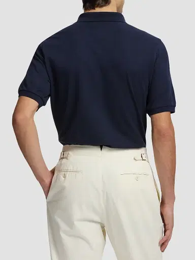 Ralph Lauren Purple Label Men's Polo Bear Cotton-Cashmere Short-Sleeve Polo Shirt - Racing Navy | Thumbnail 3