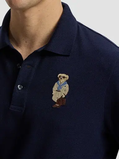 Ralph Lauren Purple Label Men's Polo Bear Cotton-Cashmere Short-Sleeve Polo Shirt - Racing Navy | Thumbnail 5