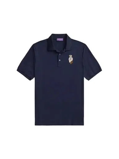 Ralph Lauren Purple Label Men's Polo Bear Cotton-Cashmere Short-Sleeve Polo Shirt - Racing Navy | Thumbnail 1