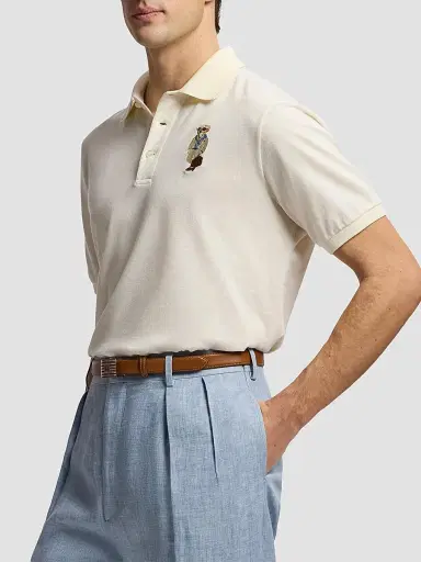 Ralph Lauren Purple Label Men's Polo Bear Cotton-Cashmere Short-Sleeve Polo Shirt - Classic Cream | Thumbnail 6