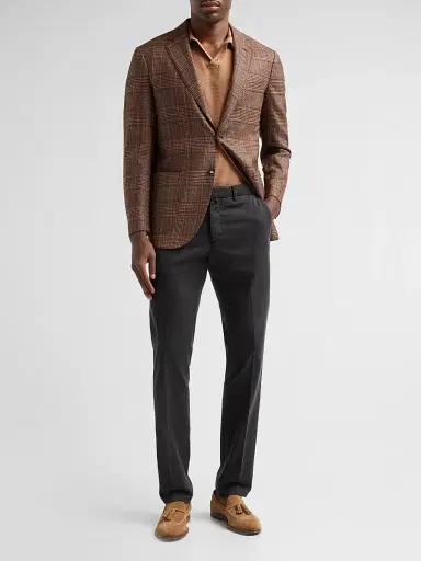 Sartorio Napoli Men's Plaid Wool-Silk Sport Coat - Brown - Size 40 | Thumbnail 2