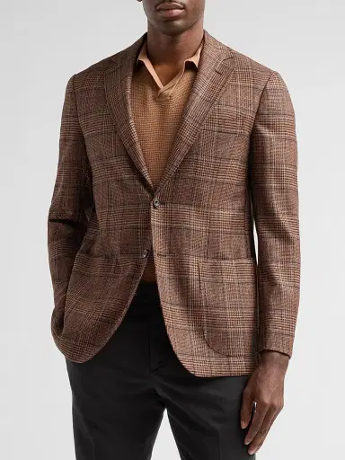 Sartorio Napoli Men's Plaid Wool-Silk Sport Coat - Brown - Size 40 | Thumbnail 4