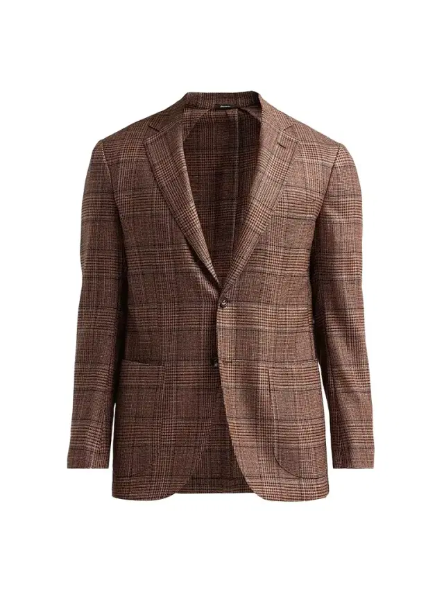 Sartorio Napoli Men's Plaid Wool-Silk Sport Coat - Brown