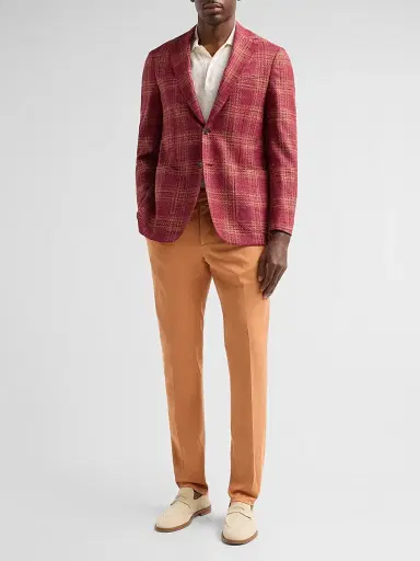 Sartorio Napoli Men's Solid Crease-Front Trousers - Brick | Thumbnail 2 Sartorio Napoli Men's Solid Crease-Front Trousers - Brick | Thumbnail 2