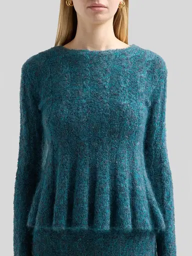 Proenza Schouler Women's Joelle Looped Mohair-Blend Top - Blue Multi - Size XL | Thumbnail 5 Proenza Schouler Women's Joelle Looped Mohair-Blend Top - Blue Multi - Size XL | Thumbnail 5