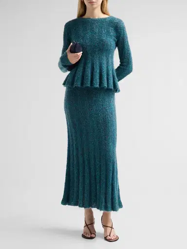 Proenza Schouler Women's Joelle Looped Mohair-Blend Midi Skirt - Blue Multi | Thumbnail 2