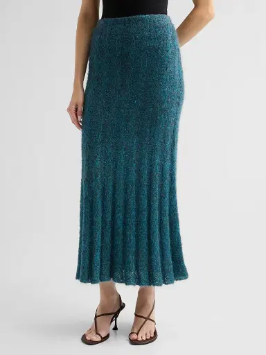 Proenza Schouler Women's Joelle Looped Mohair-Blend Midi Skirt - Blue Multi | Thumbnail 4