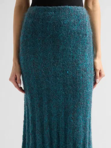 Proenza Schouler Women's Joelle Looped Mohair-Blend Midi Skirt - Blue Multi | Thumbnail 5