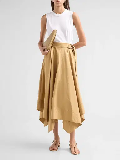 TANYA TAYLOR Women's Cornelia Mix Media Midi Dress - Optic White Khaki | Thumbnail 2