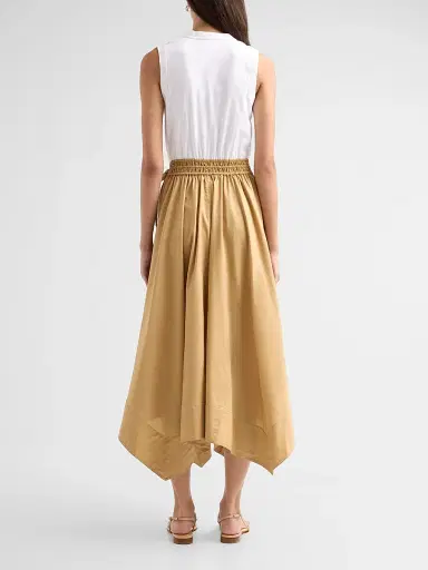 TANYA TAYLOR Women's Cornelia Mix Media Midi Dress - Optic White Khaki | Thumbnail 3