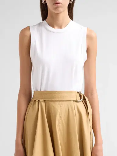 TANYA TAYLOR Women's Cornelia Mix Media Midi Dress - Optic White Khaki | Thumbnail 5