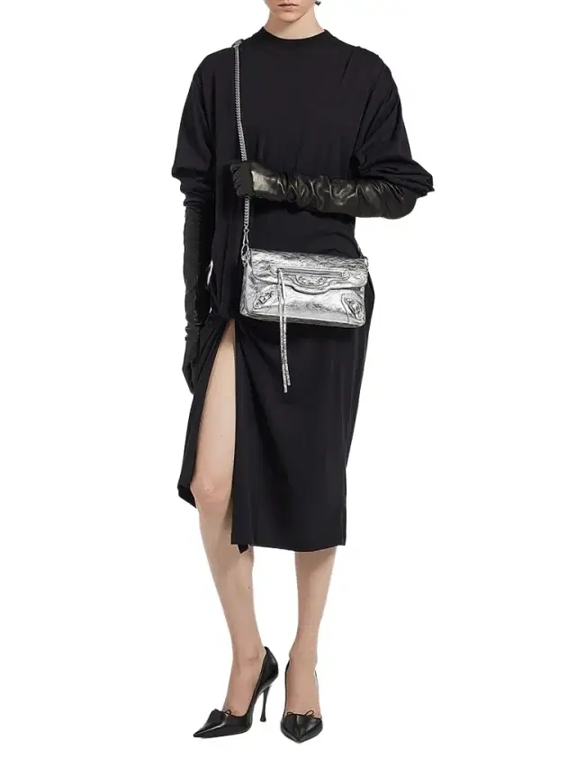 Balenciaga Women's Le City Clutch with Chain - Silver