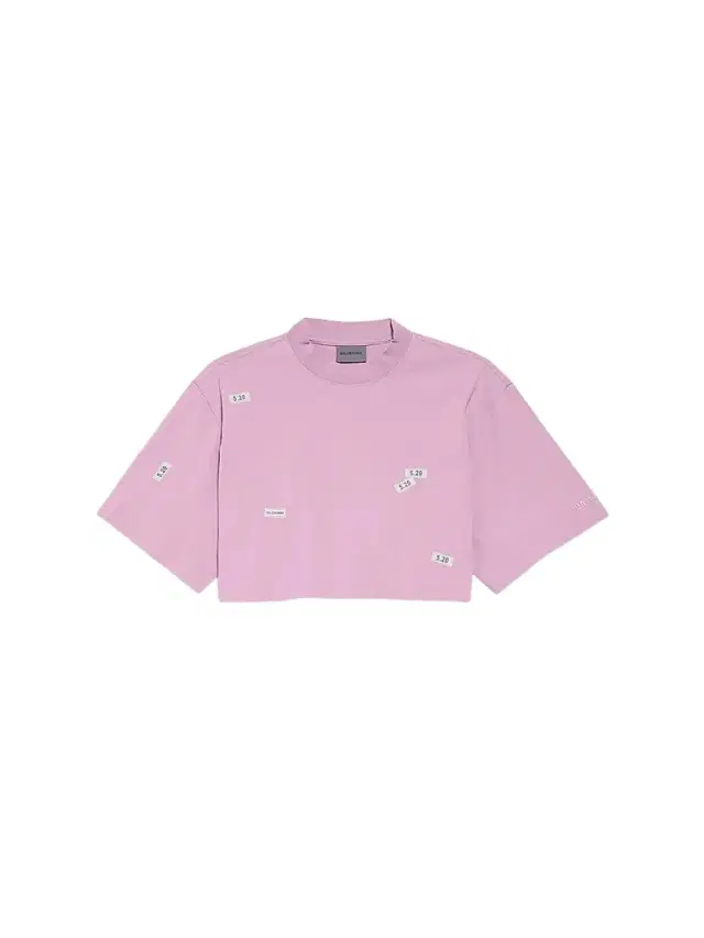 Balenciaga Women's Stickers Cropped T-Shirt - Old Pink White