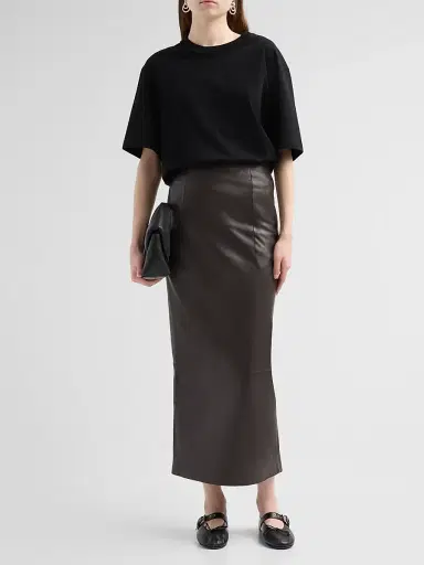 Loulou de Saison Women's Inga Leather Maxi Skirt - Coffee | Thumbnail 2 Loulou de Saison Women's Inga Leather Maxi Skirt - Coffee | Thumbnail 2