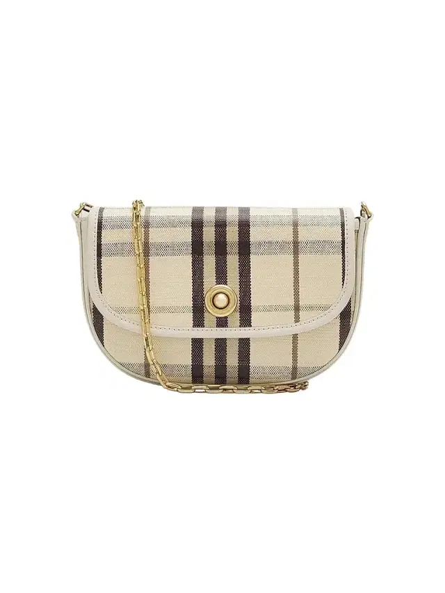 Burberry Women's Highlands Check Chain-Strap Crossbody Bag - Light Beige