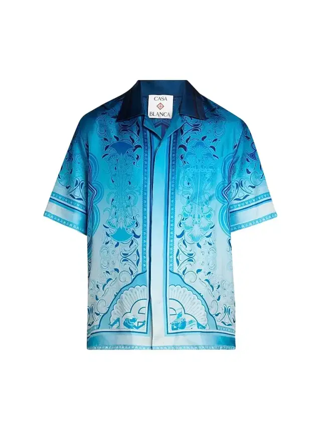Casablanca Men's Egyption Rug Silk Camp Shirt
