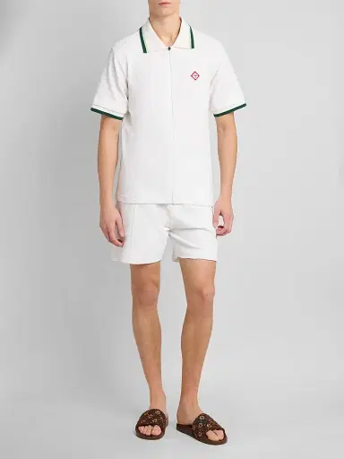 Casablanca Men's Velour Zip-Front Shirt - Bright White | Thumbnail 2