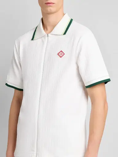 Casablanca Men's Velour Zip-Front Shirt - Bright White | Thumbnail 5