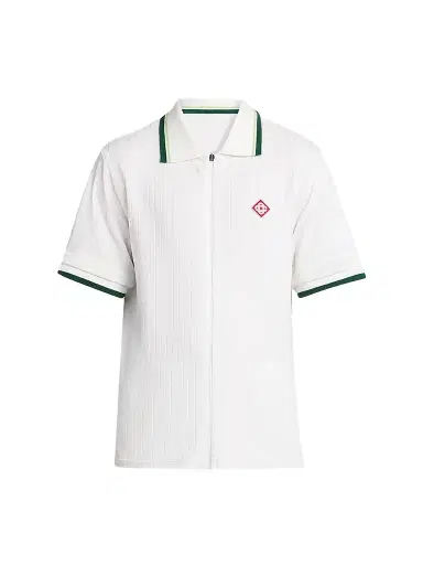 Casablanca Men's Velour Zip-Front Shirt - Bright White | Thumbnail 1