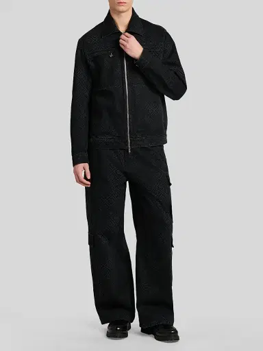 Casablanca Men's Monogram Full-Zip Denim Jacket | Thumbnail 2