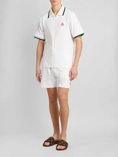 Casablanca Men's Velour Rib-Knit Shorts - Bright White | Thumbnail 2