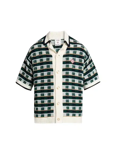 Casablanca Men's Mosaic Cotton Knit Shirt | Thumbnail 1 Casablanca Men's Mosaic Cotton Knit Shirt | Thumbnail 1