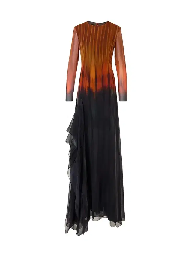 Akris Women's Silk Ombré Asymmetric A-Line Maxi Dress