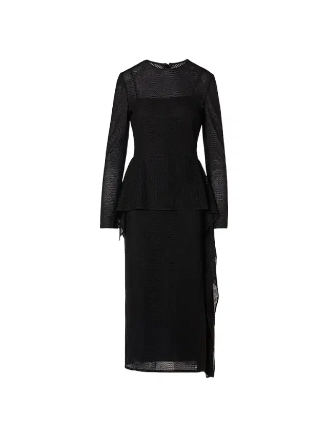 Akris Women's Mesh Draped Crewneck Midi-Dress - Black - Size 14