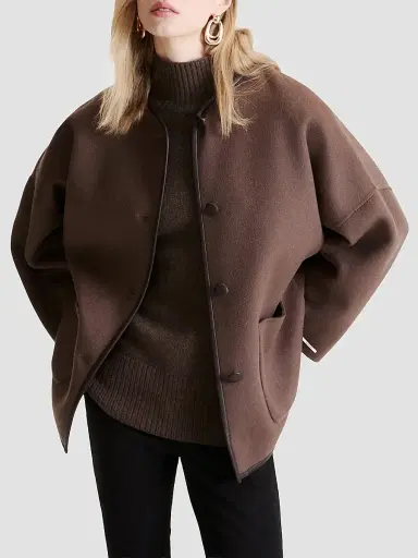 Marella Women's Double Sided Wool Cape - Brown | Thumbnail 3 Marella Women's Double Sided Wool Cape - Brown | Thumbnail 3