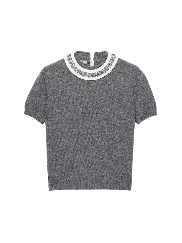 Prada Women's Short-Sleeved Wool and Cashmere Sweater - Grey