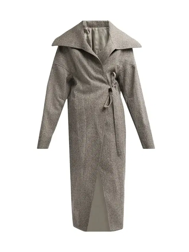 Rick Owens Women's Dracucollar Belted Wool Coat - Grey Melange