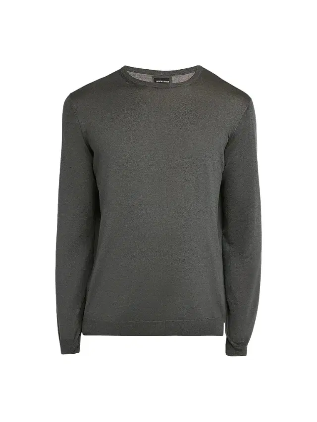 Giorgio Armani Men's Silk-Cotton Crewneck Sweater - Black Beauty - Size 46