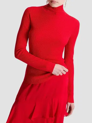 Marella Women's Slim Fit Polo Neck Jumper - Red | Thumbnail 3