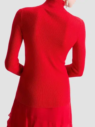 Marella Women's Slim Fit Polo Neck Jumper - Red | Thumbnail 4