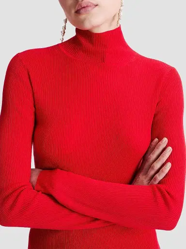 Marella Women's Slim Fit Polo Neck Jumper - Red | Thumbnail 5