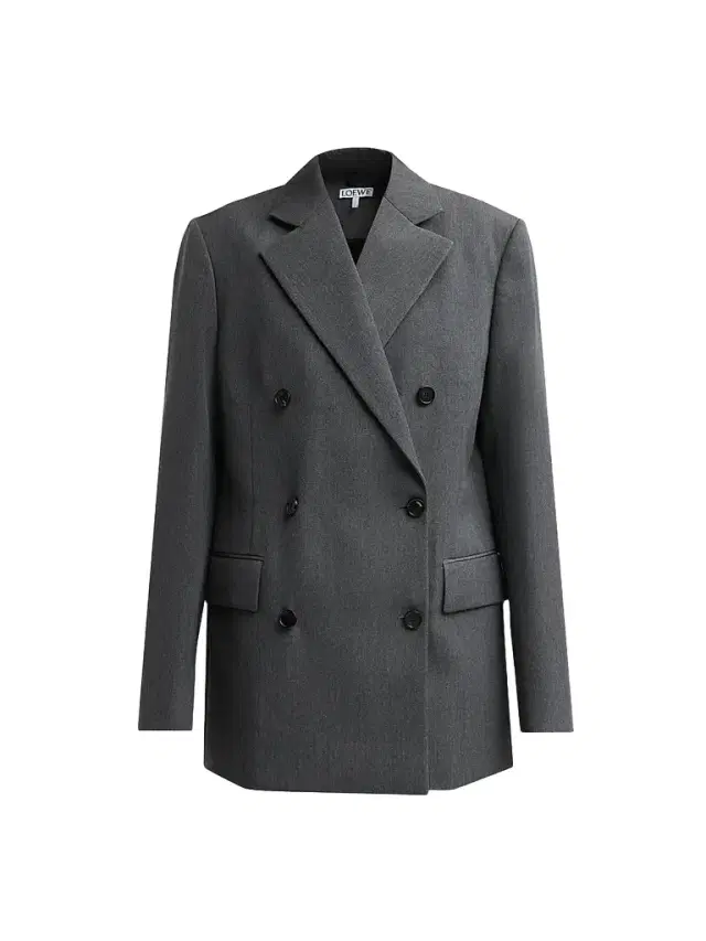 LOEWE Women's Wool Double-Breasted Blazer - Charcoal Melange