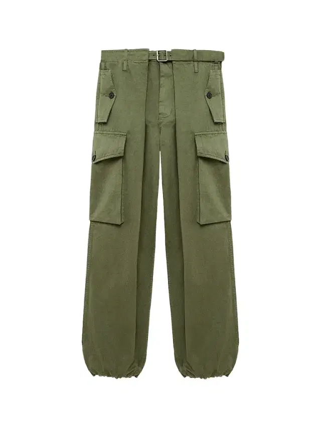 LOEWE Women's Cotton Cargo Trousers - Khaki Green