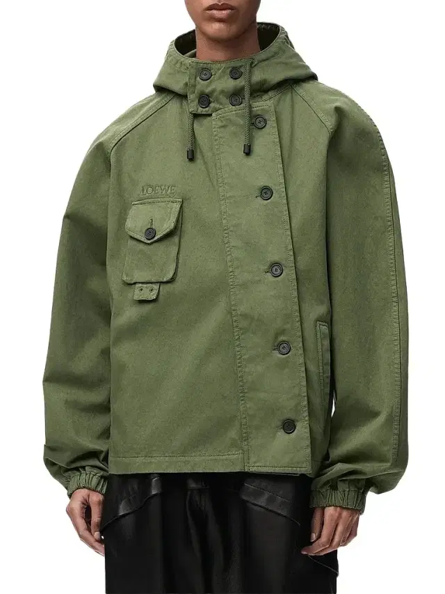 LOEWE Women's Utility Cotton Short Parka - Khaki Green