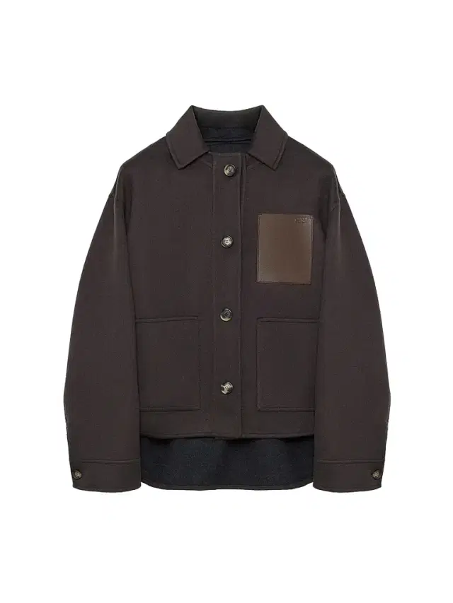 LOEWE Women's Collared Wool-Cashmere Workwear Jacket - Brown Grey