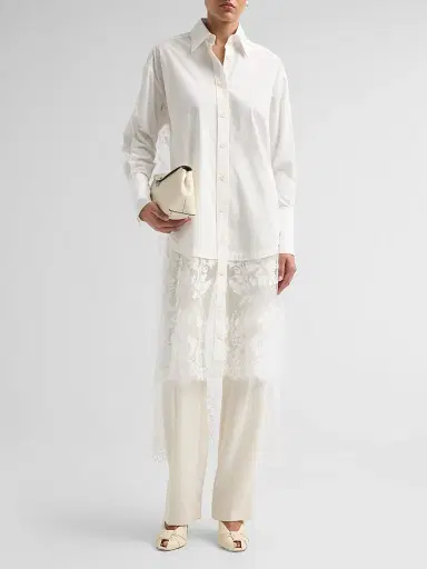 Zimmermann Women's Valiant Lace Cotton Tunic Shirt - Ivory - Size 8 | Thumbnail 2