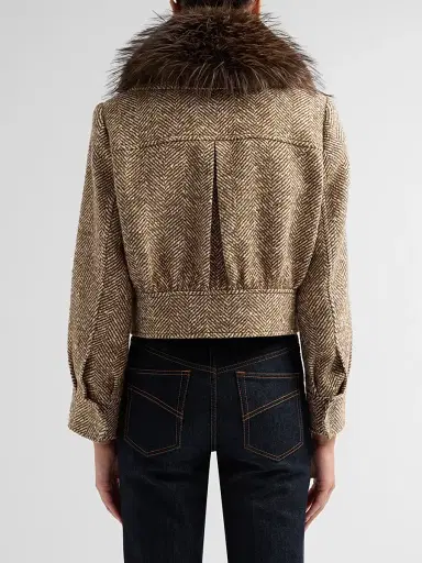 Zimmermann Women's Valiant Faux Fur Collar Biker Jacket | Thumbnail 3 Zimmermann Women's Valiant Faux Fur Collar Biker Jacket | Thumbnail 3