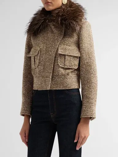 Zimmermann Women's Valiant Faux Fur Collar Biker Jacket | Thumbnail 4 Zimmermann Women's Valiant Faux Fur Collar Biker Jacket | Thumbnail 4