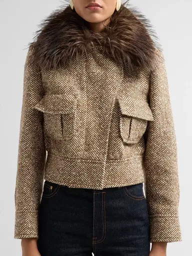 Zimmermann Women's Valiant Faux Fur Collar Biker Jacket | Thumbnail 5 Zimmermann Women's Valiant Faux Fur Collar Biker Jacket | Thumbnail 5