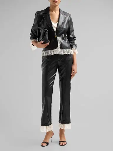 Cinq à Sept Women's Roxie Maisie Lace-Cuff Faux Leather Pants - Black | Thumbnail 2