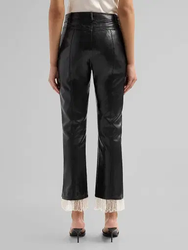 Cinq à Sept Women's Roxie Maisie Lace-Cuff Faux Leather Pants - Black | Thumbnail 3