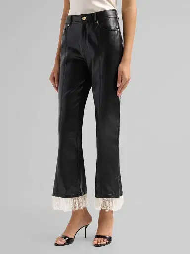 Cinq à Sept Women's Roxie Maisie Lace-Cuff Faux Leather Pants - Black | Thumbnail 4